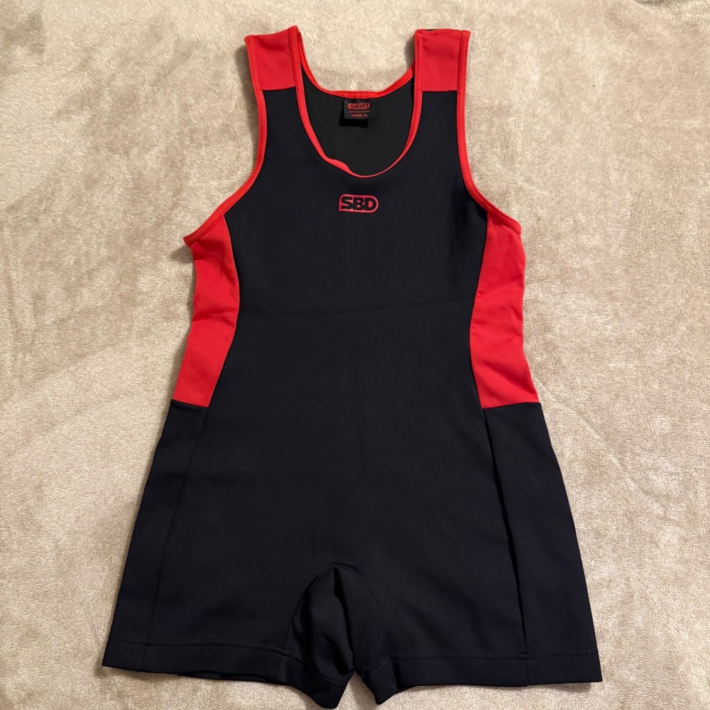 SBD Powerlifting Singlet Women XL Black Red Weightlifting Wrestling Suit